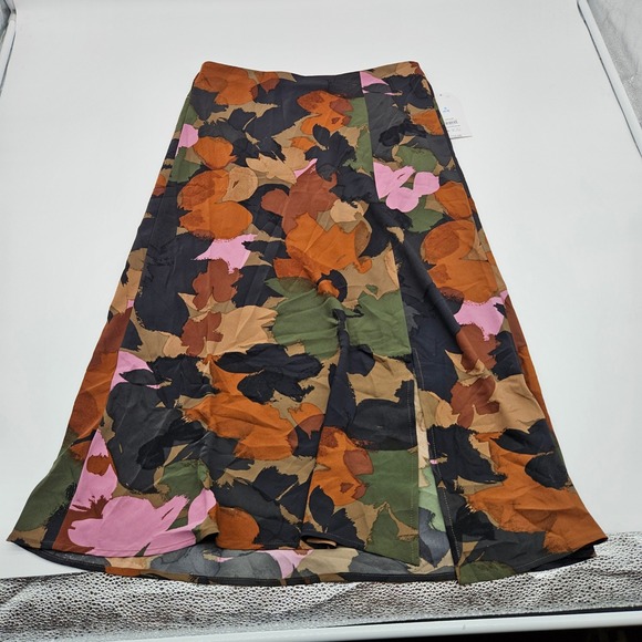 Time and Tru Dresses & Skirts - Time and Tru TT Midi Slip Skirt Painted Floral Print Split Size S